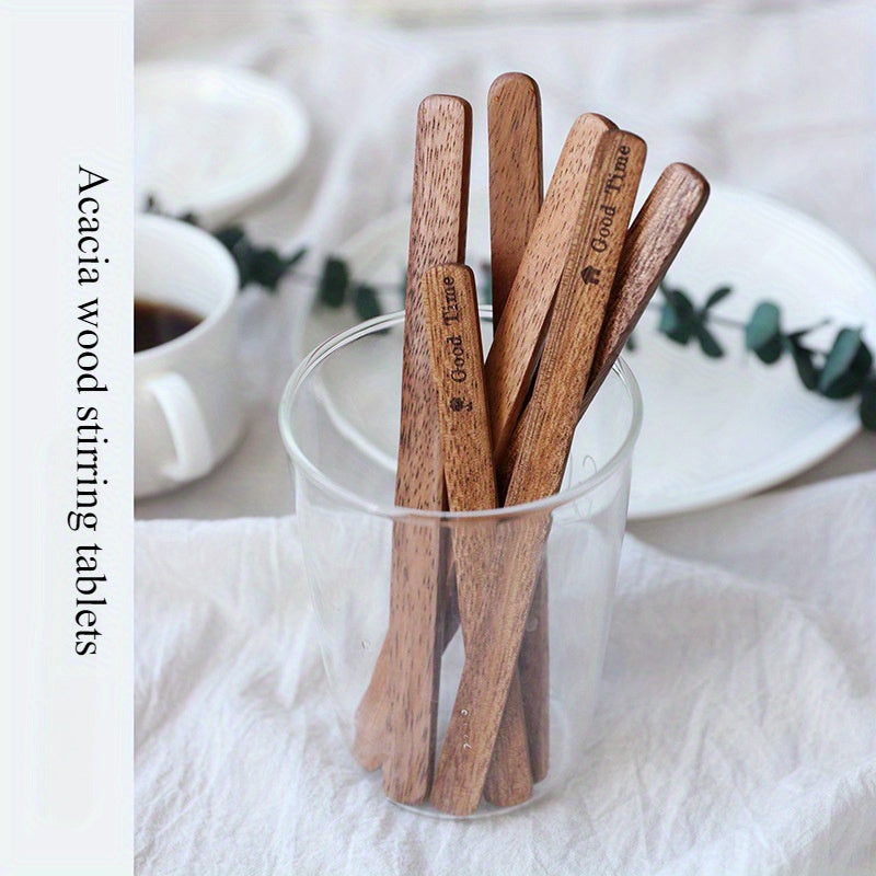 A simple, stylish stirring piece made of durable acacia wood, perfect for use with coffee, milk, tea, or even ice cream. This long-handled stirring stick is not only reusable but also eco-friendly. Whether you are enjoying a hot beverage or a sweet