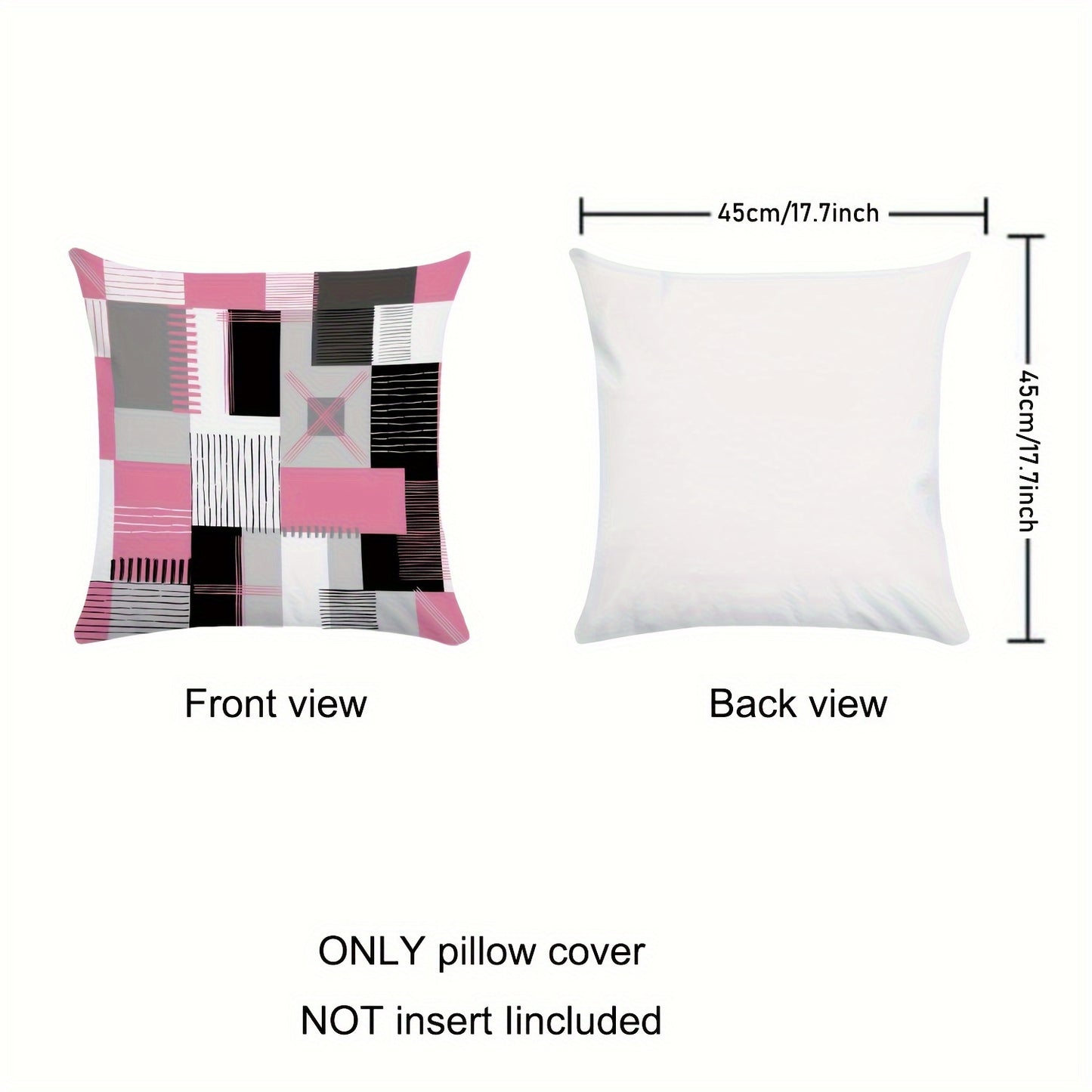 2 geometric square polyester cushion covers for bedroom and living room.  No pillow core included.