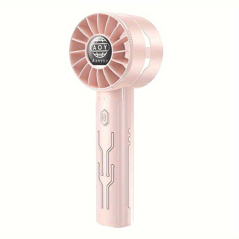 Compact Mini USB Handheld Fan featuring a Turbo Wind for Powerful Cooling, 4-Speed Adjustable Settings, Stylish Design suitable for Home, Outdoor, Travel, and Office use. Equipped with a Rechargeable Lithium Battery and crafted from Durable Plastic