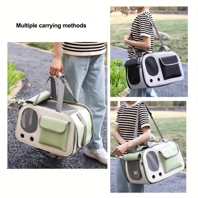 Lightweight, breathable and durable portable cat carrier that folds for easy storage.