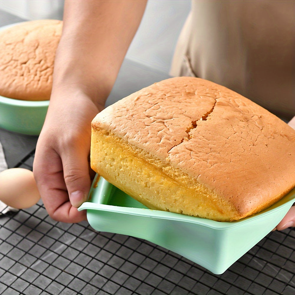 Silicone Baking Set with 3 Colorful Pieces - Round & Square Cake Pans, Loaf Mold - Nonstick and Heat Resistant - Easy to Clean - Great for Baking Cakes, Breads, and Pizzas - Perfect for Holiday Baking: Halloween, Hanukkah, Christmas, Easter - Includes