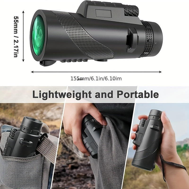 10x40mm High Definition Monocular Telescope for Adults - Portable Handheld with FMC Lens, Clear Long Distance Viewing for Outdoor Activities such as Camping, Hiking, Wildlife Observation