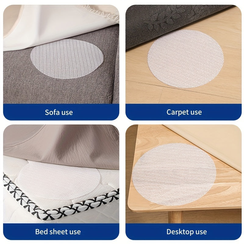 4-Pack of White Non-Slip Mattress Grip Pads with Woven Nylon Net Pattern - Prevents Slipping on Sofas and Beds - Easy to Clean and Versatile for Various Uses