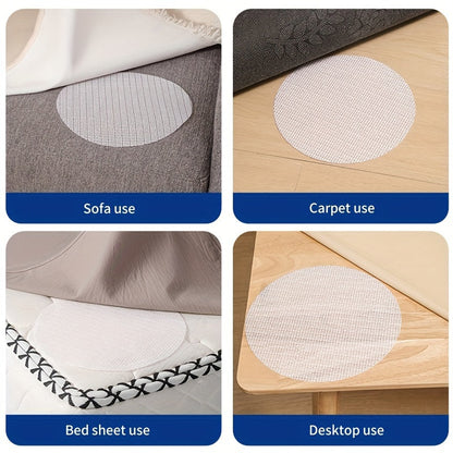 4-Pack of White Non-Slip Mattress Grip Pads with Woven Nylon Net Pattern - Prevents Slipping on Sofas and Beds - Easy to Clean and Versatile for Various Uses