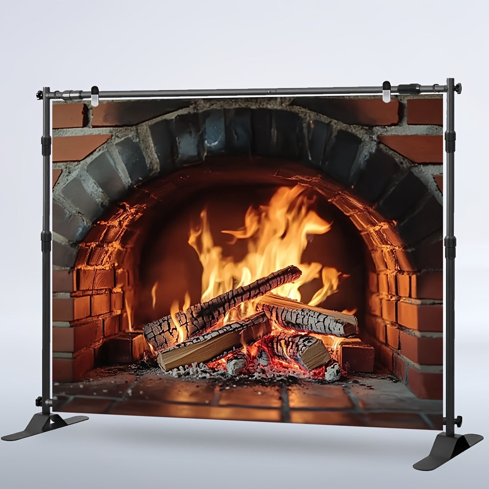 1 piece of versatile polyester fireplace backdrop that does not require electricity. Perfect for all seasons, holiday decor, photoshoots, and events.