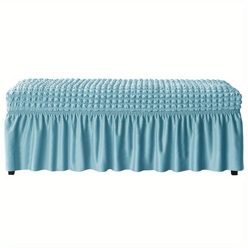 Long dining bench cover for living room or kitchen, featuring stretch, removable, and washable design.