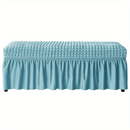 Long dining bench cover for living room or kitchen, featuring stretch, removable, and washable design.