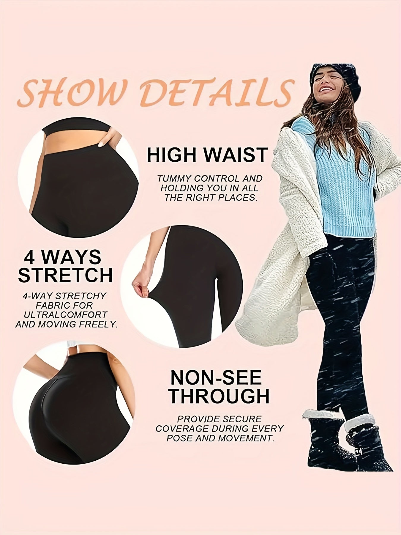 Stretchy mid-rise leggings with 4 pockets, butt-lifting seamless design, ideal for women's activewear.