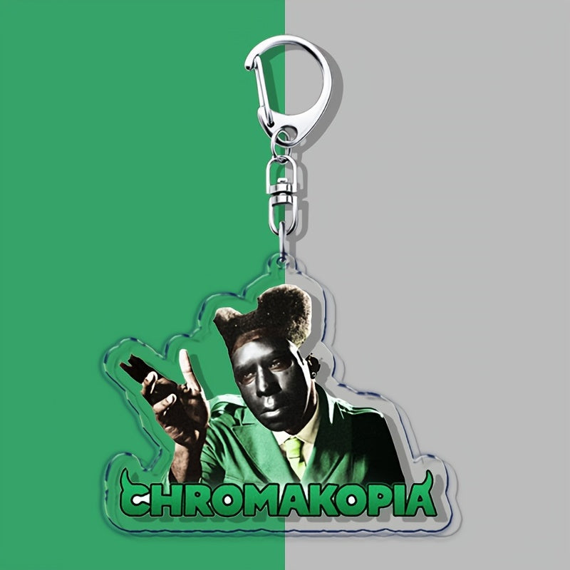 Rapper Keychain featuring Chromakopia Design - Stylish Acrylic Music Album Charm for Bags & Backpacks, with Lobster Clasp Accessory, Ideal Gift for Music Enthusiasts