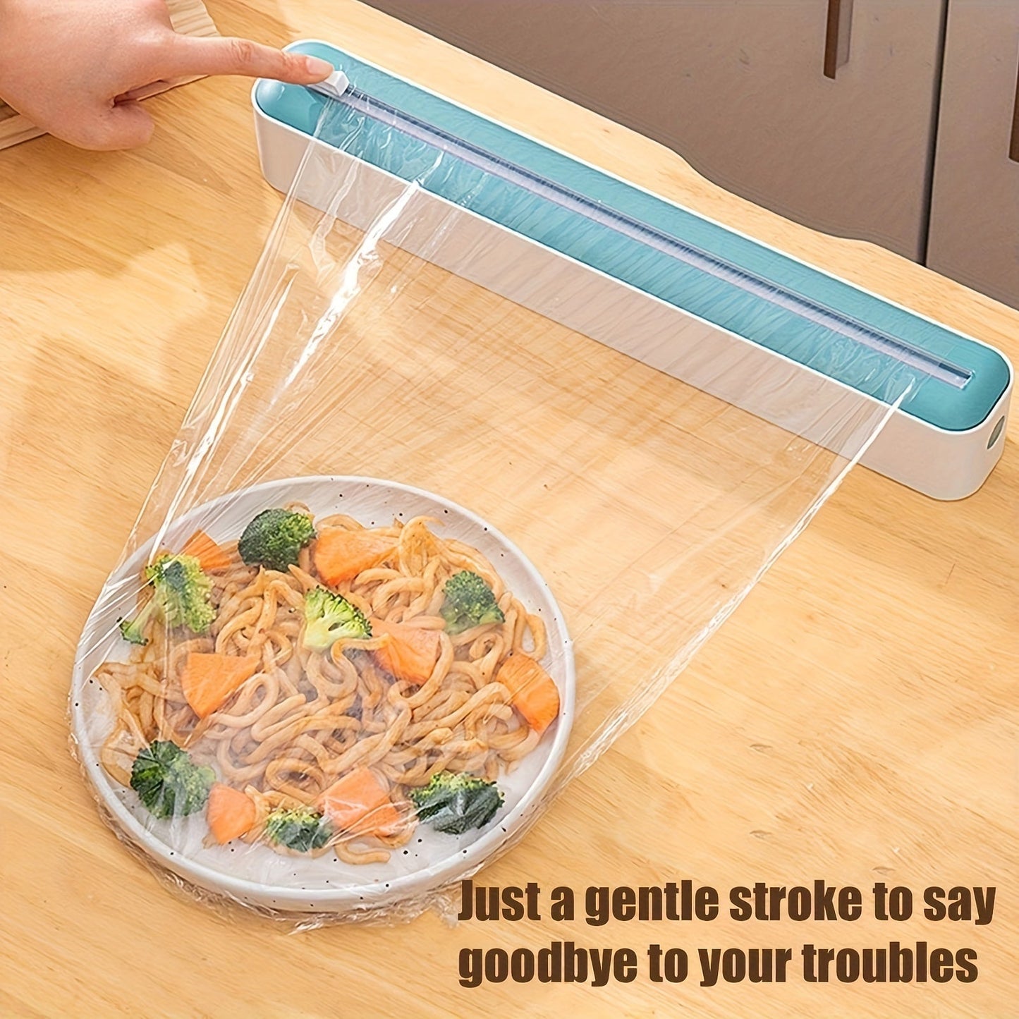 Refillable 2-in-1 Kitchen Wrap Dispenser with Cutter - Organizes Plastic & Foil Film in Drawers, Made of Non-Food Grade ABS Material