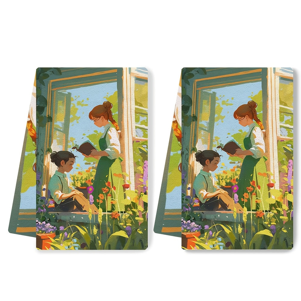 Two pieces of ultra soft kitchen towels are perfect for spending the day gardening together, whether planting flowers or vegetables. These highly absorbent dish hand towels are great for holiday decor and are machine washable. Each towel measures 16x24