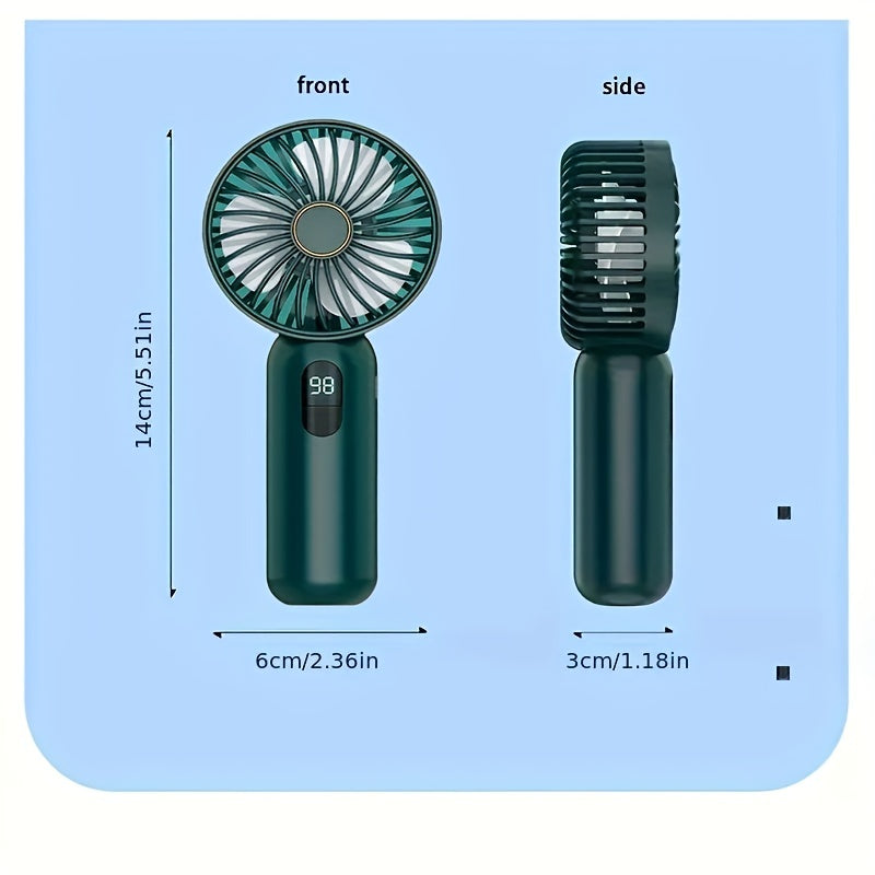 New handheld mini fan, USB rechargeable for office and outdoor use, silent and durable with a portable design perfect for camping.