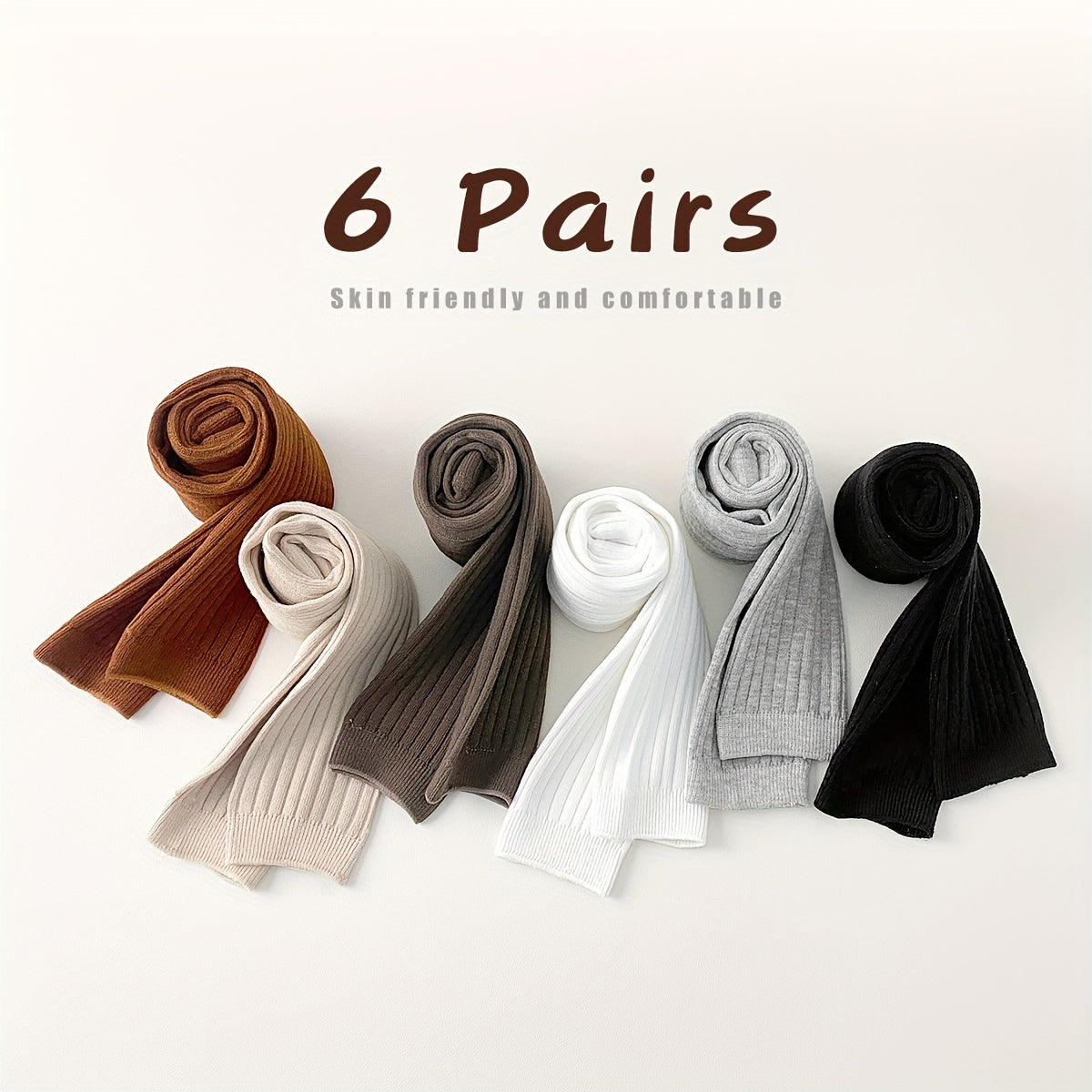 Six pairs of girls' cotton blend tights - hand wash only, skin-friendly and comfortable