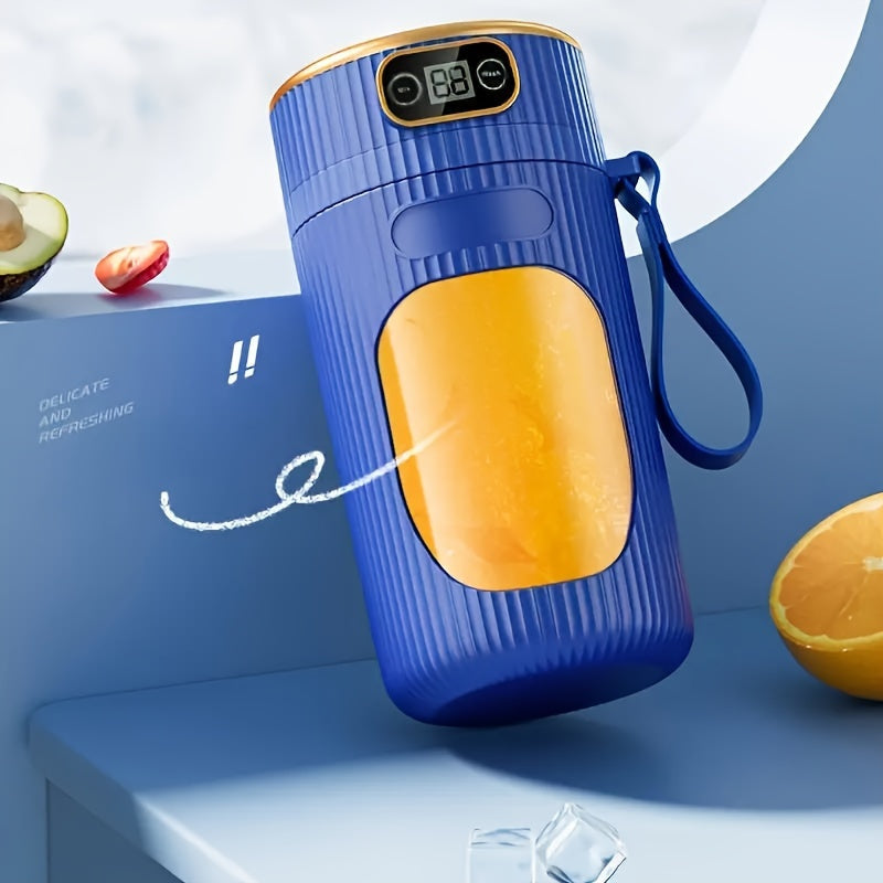 Portable Citrus Juicer Cup with USB Rechargeable 1300mAh Lithium Battery, Electric Juice Maker with Digital Display for Home and Outdoor Use, Less than 1L Capacity, Multi-Function Wireless Blender, Plastic