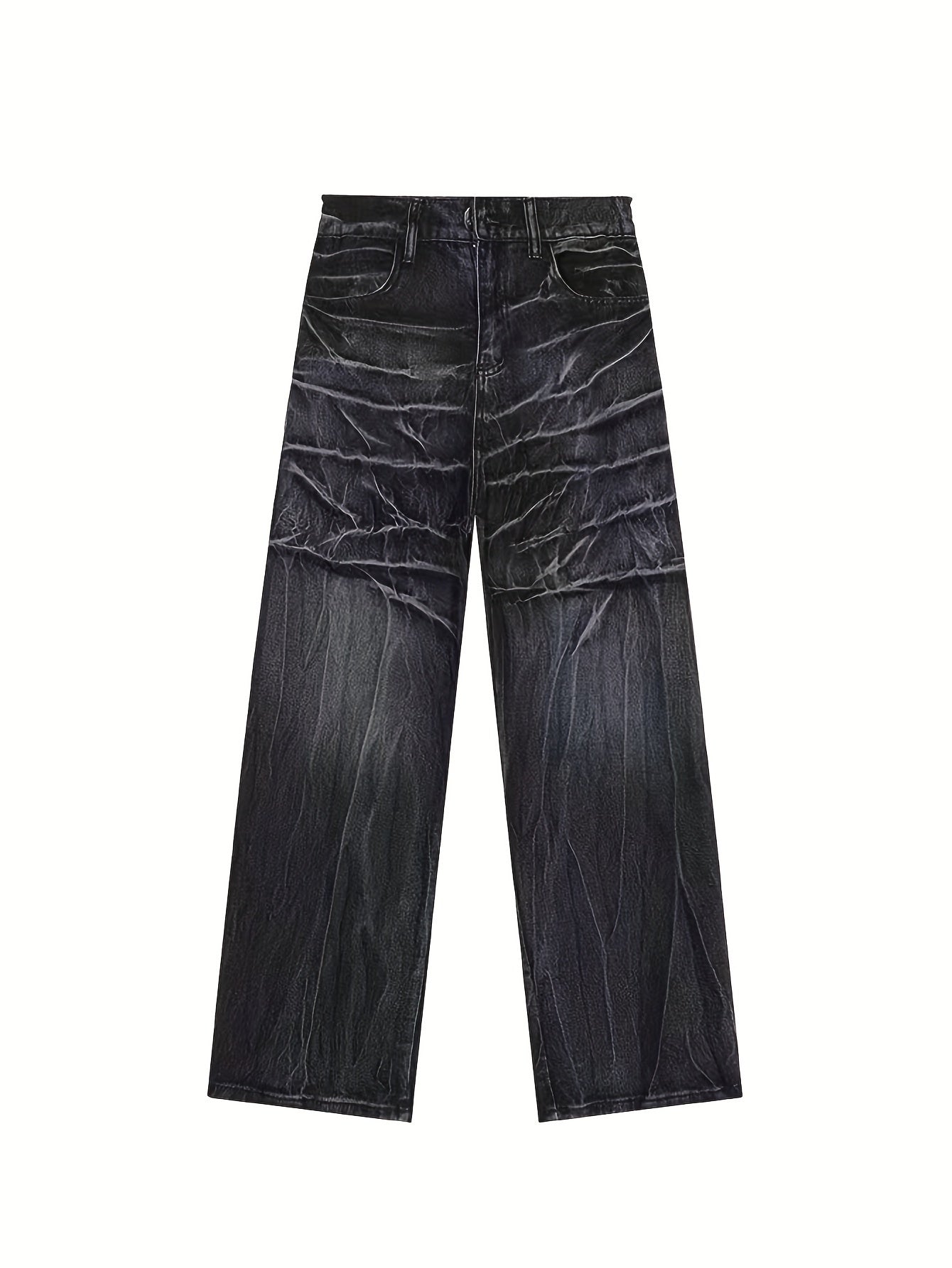 Men's vintage-inspired extra wide leg jeans with street style fashion, loose fit denim, pockets, non-stretch fabric, and machine washable - perfect for all seasons.