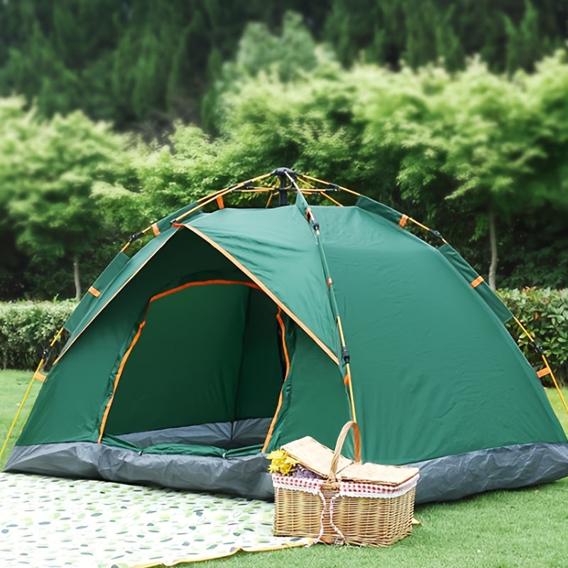 Portable dome tent for 2-3 people with mosquito netting, fiberglass poles. Perfect for family camping and outdoor adventures. Easy setup, all-season use. Durable white polyester fabric.