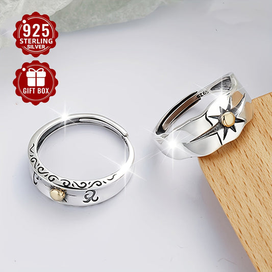 Vintage Ethnic Totem Design Adjustable S925 Sterling Silver Sunburst Ring - Hypoallergenic, available in 2 styles: Style A (Approx. 3.5g) and Style B (Approx. 2.56g) - Indian Finger Ring.