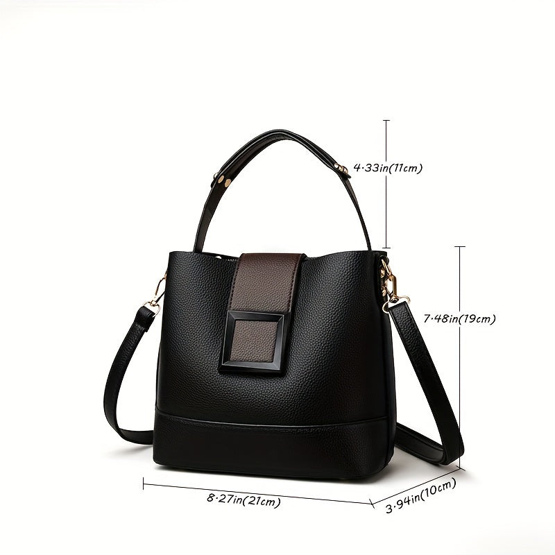 Stylish bucket bag for women, light and versatile with adjustable strap and zipper closure.