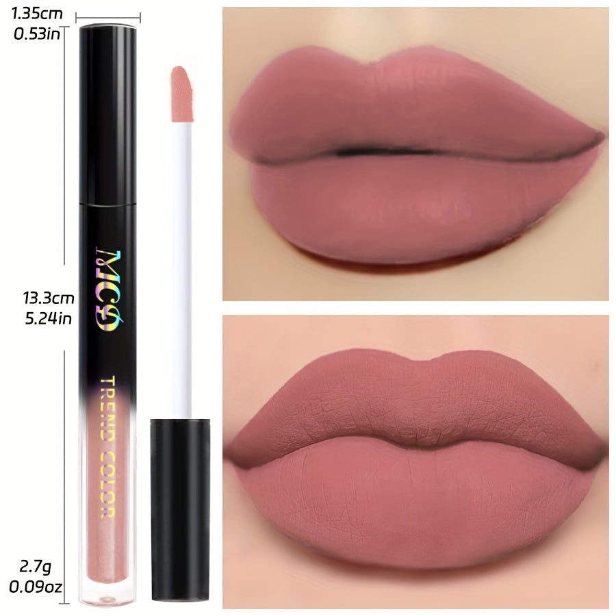 Long-lasting waterproof matte nude lip glaze with high pigment.