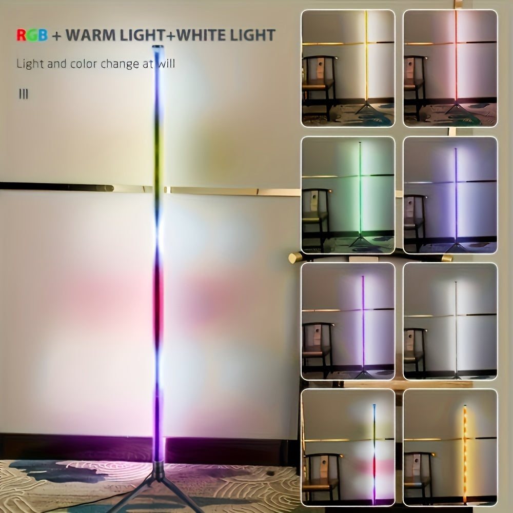 Shustar smart floor lamp features RGB lighting and remote control. Ideal for living rooms, bedrooms, and game rooms.  USB-powered with Scandinavian design.