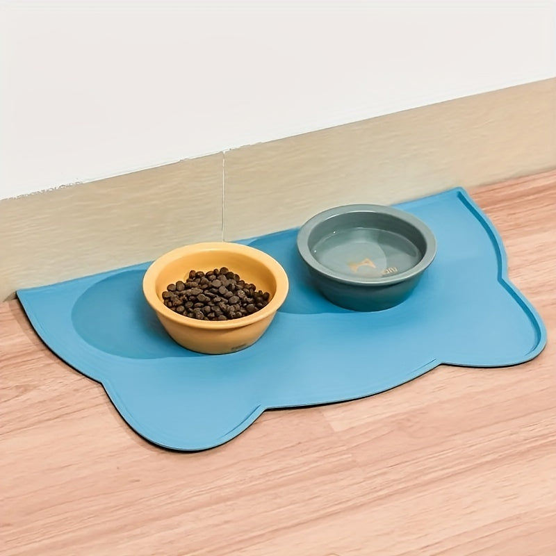 Waterproof silicone mat for pet food, non-slip and easy to clean. Ideal for dogs and cats.