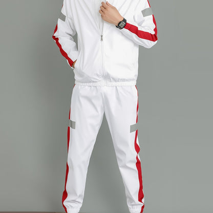 Stylish Korean men's sportswear set includes a spring and autumn jacket for a casual two-piece outfit.