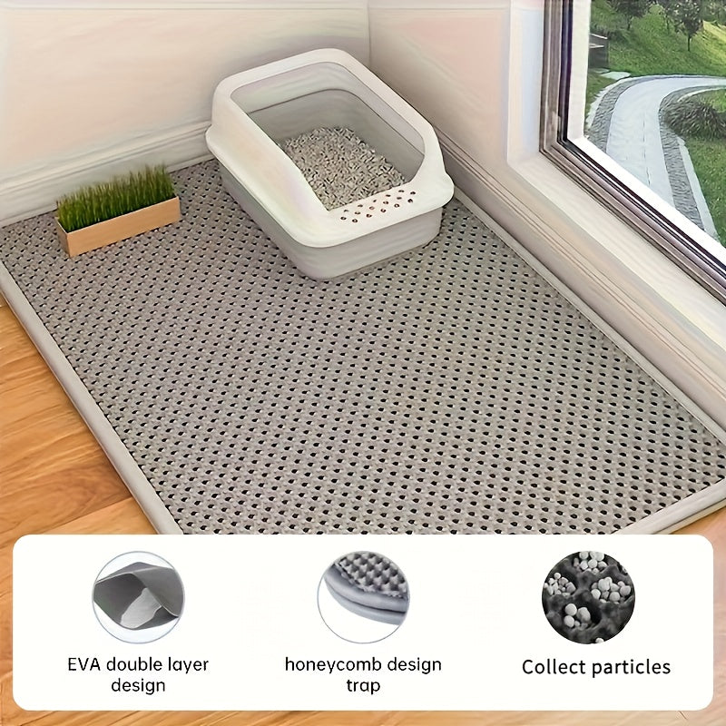 XL Double Layer EVA Cat Litter Mat - Anti-Slip, Washable, Waterproof, Odor Control, Easy to Clean - Ideal for Litter Boxes, Pet Mess Protector | Durable Washable Cat Mat