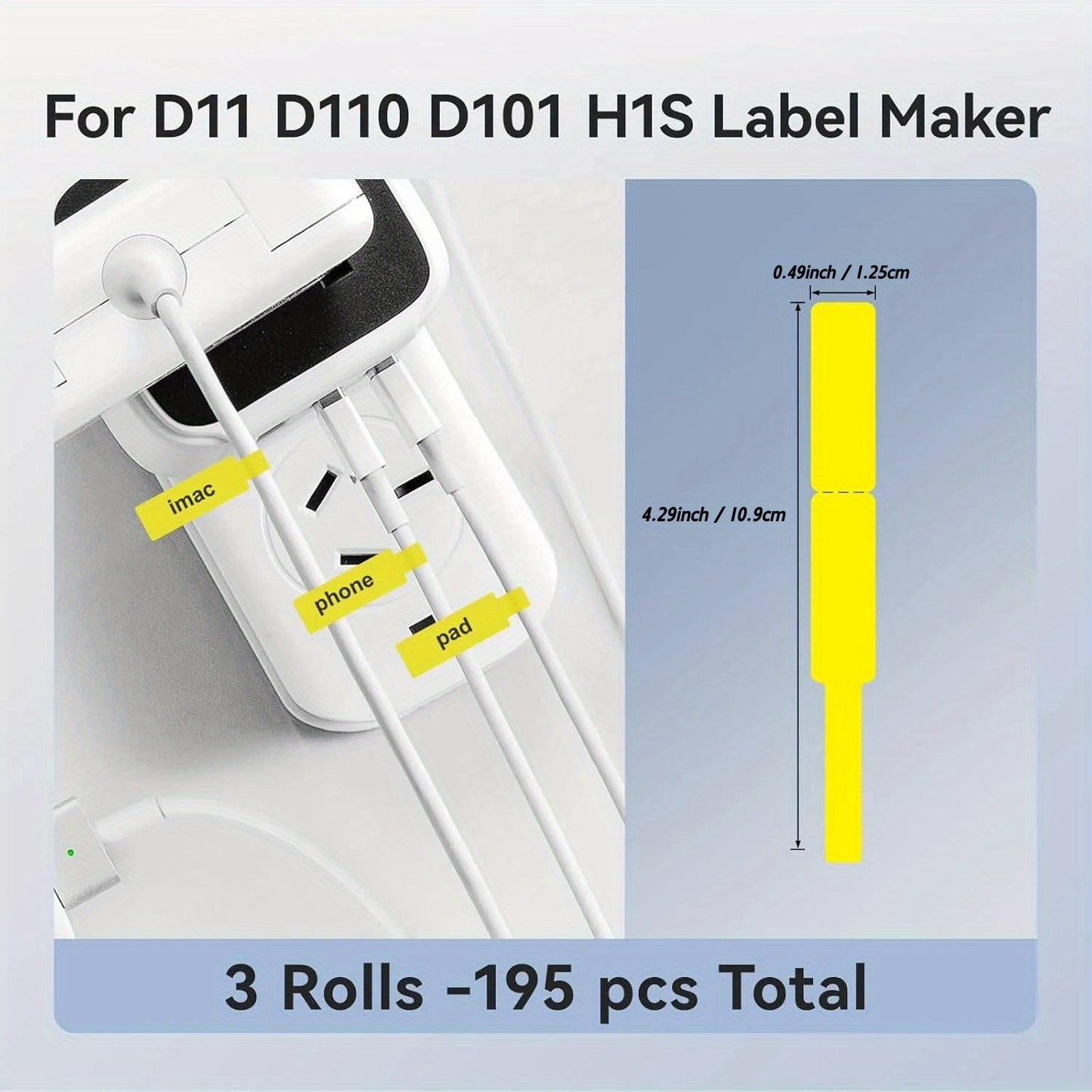 High-quality 6-piece NIIMBOT Thermal Label Tape Set for D11, D110, D101, H1S Printers. Features 1.19x10.9cm white labels with automatic identification chip. Ideal for home, school, office