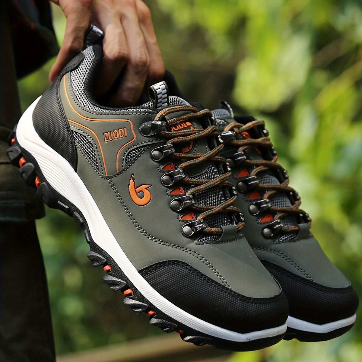 Durable lace-up sneakers for men with breathability, ideal for hiking.