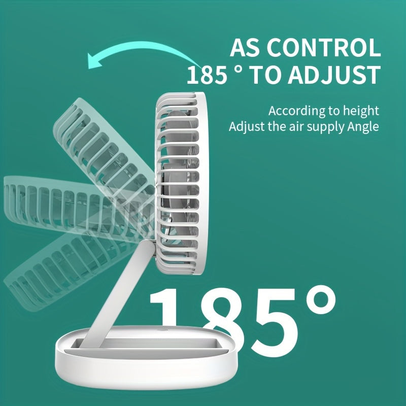 Portable Pedestal Fan: This foldable standing desk fan is perfect for on-the-go use. It features a 1200mAh rechargeable battery, and can also be used as a spray and fragrant fan. The telescopic design allows for 3 different speeds, as well as a timer