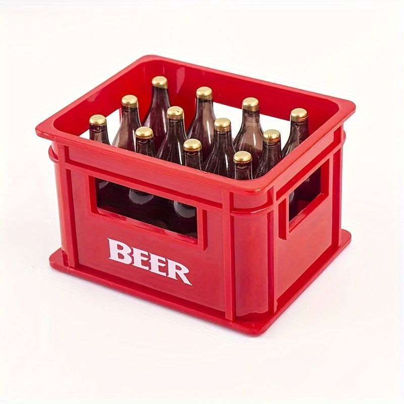 Beer basket bottle opener with magnetic attachment for refrigerators, ideal for home bars and parties.