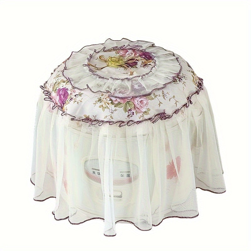 Cover your rice cooker in style with this elegant floral lace round cover. This multi-functional European-style cover not only protects your appliance from dust but also adds a decorative touch to your kitchen. The cover comes in white, light blue