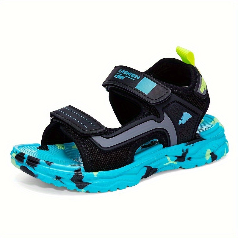 Stylish open-toe sandals with hook & loop fastener for boys, perfect for outdoor activities.