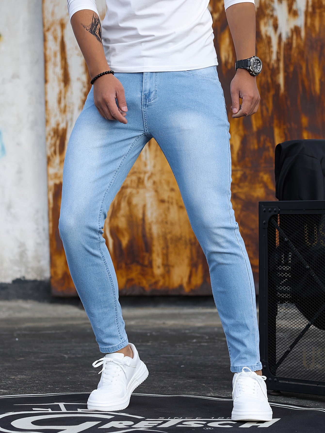 Stretch denim pants for men, ideal for all seasons.