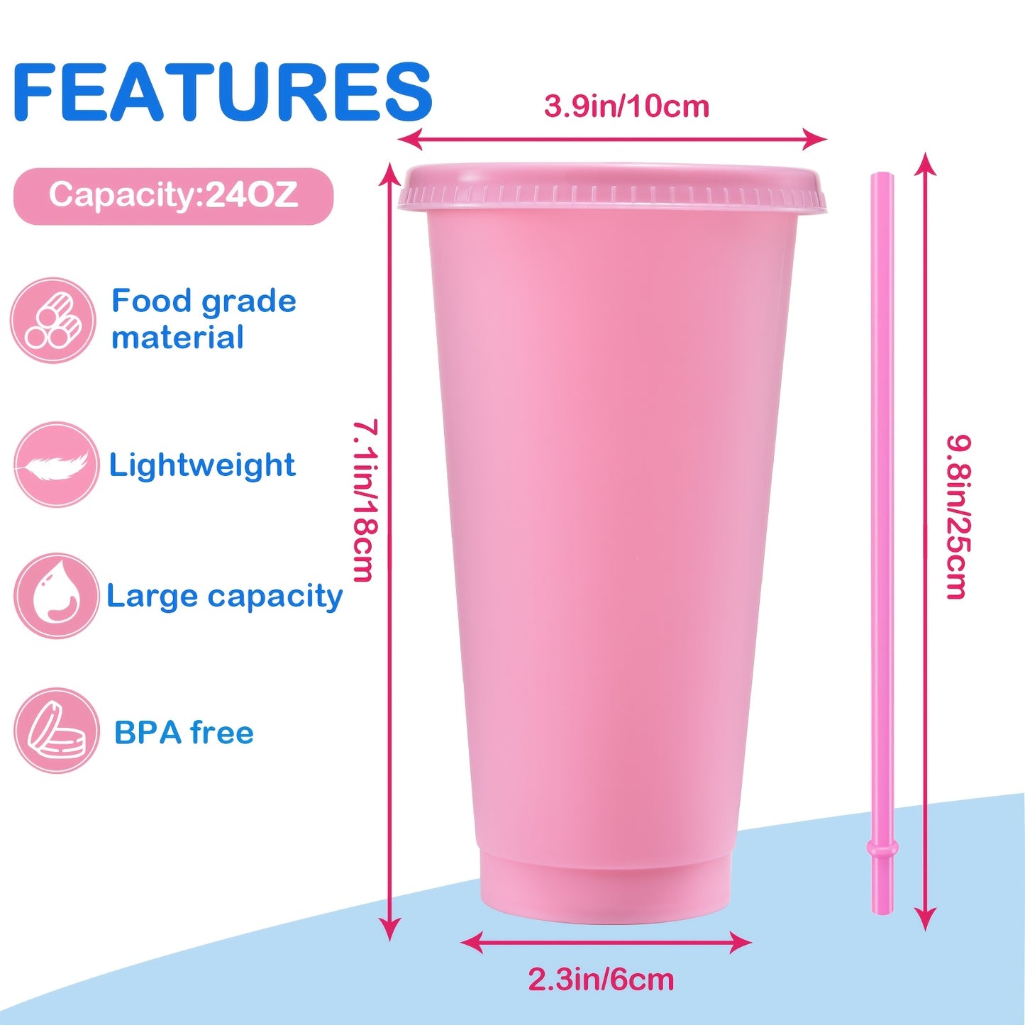 10-Pack BPA-Free Plastic Tumbler Cups with Lids and Straws, 24oz 710ml Round Lightweight Cups for Various Occasions - Hand Wash Only, Great Gifts for Holidays and Graduations.