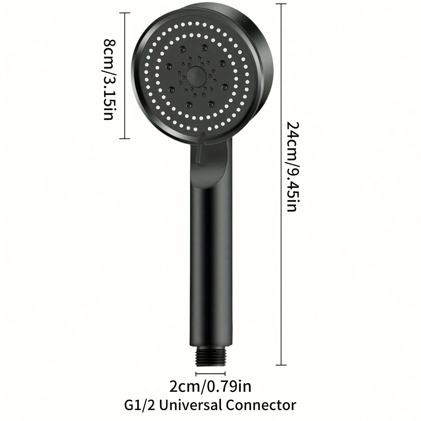 1-piece black shower head with five-speed settings and stop button, pressurized spray for home bathroom water heater, fluffy lotus design, bath set with rain shower.