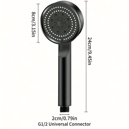 1-piece black shower head with five-speed settings and stop button, pressurized spray for home bathroom water heater, fluffy lotus design, bath set with rain shower.