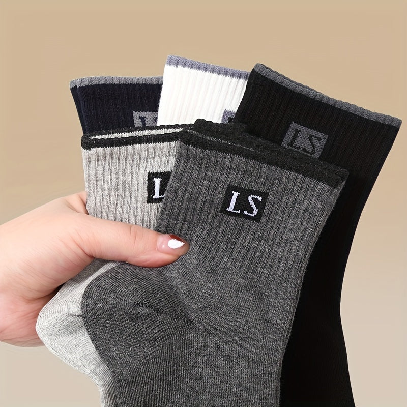 5 pairs of men's striped thermal crew socks