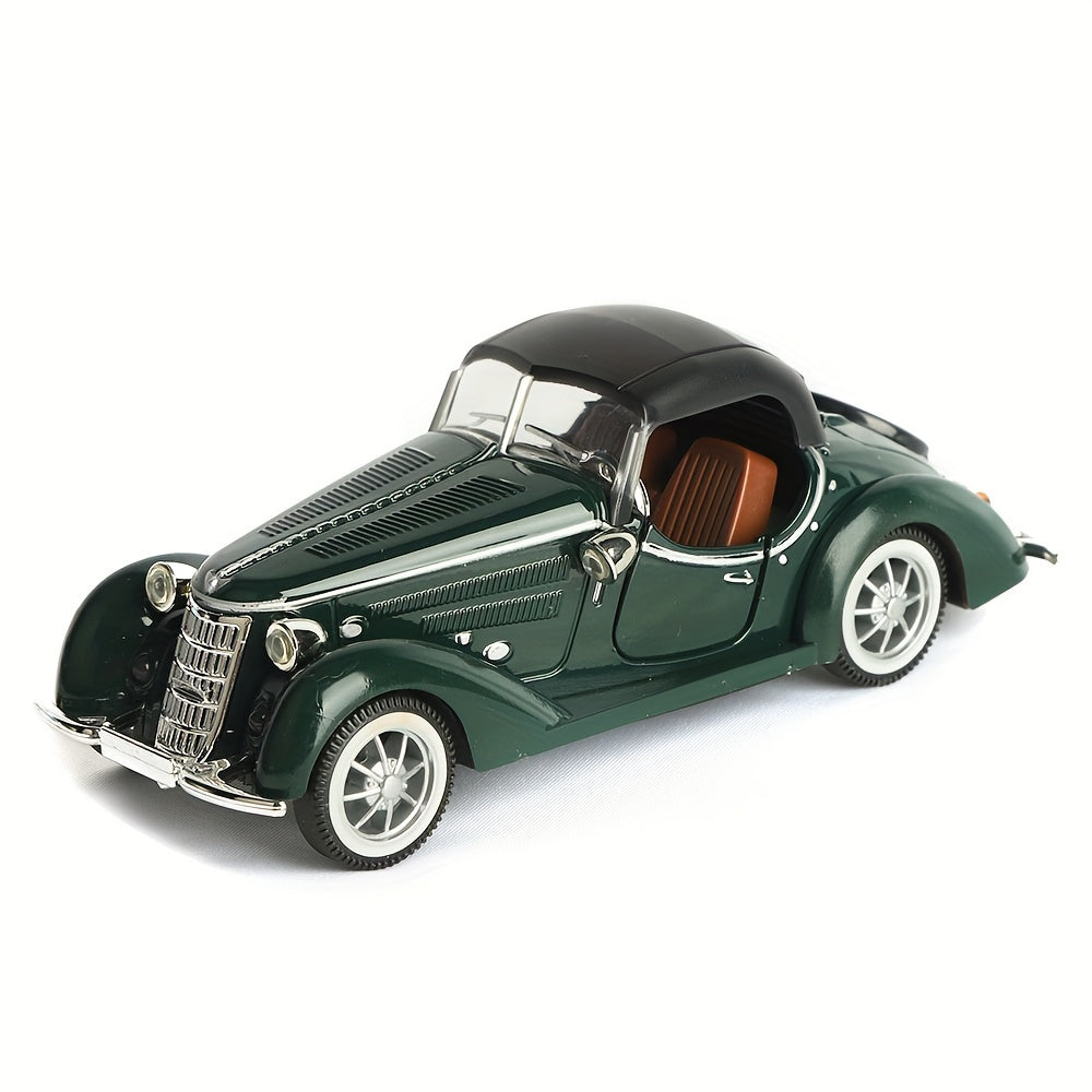 Vintage alloy diecast vehicle model set in 1:32 scale with push & go mechanism, child-friendly design, perfect for boys aged 3-6. Battery-free and gift-ready, ideal for winter.