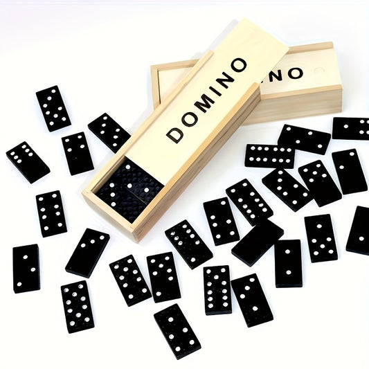 28pcs Premium Wooden Dominoes Set in Elegant Storage Box