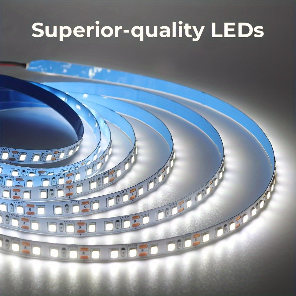 1 Roll of 5.0m LED Strip Lights in Warm White/Daylight/White options with DC Power Supply for bedroom, kitchen, cabinet, and holiday decor. Efficient and durable, suitable for modern LED