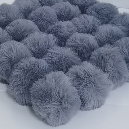 Set of 20 8cm Faux Rabbit Fur Pom Pom Keychains, Fluffy Balls attached to Elastic Loop for Hats, Keychains, Scarves, Gloves, Bags and other Accessories