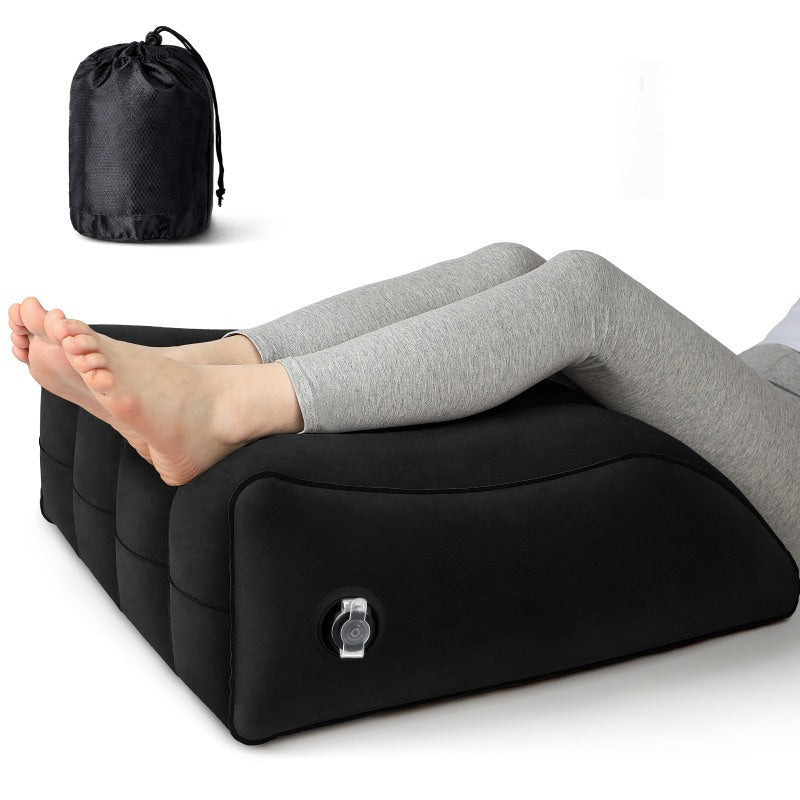 Inflatable Leg Pillow with Flocked Backrest - Enjoy Comfortable Relaxation, Reading, and Sleeping Anywhere with this Portable Air Cushion, Perfect for Outdoor Camping. Upgraded Valve for Easy Inflation.