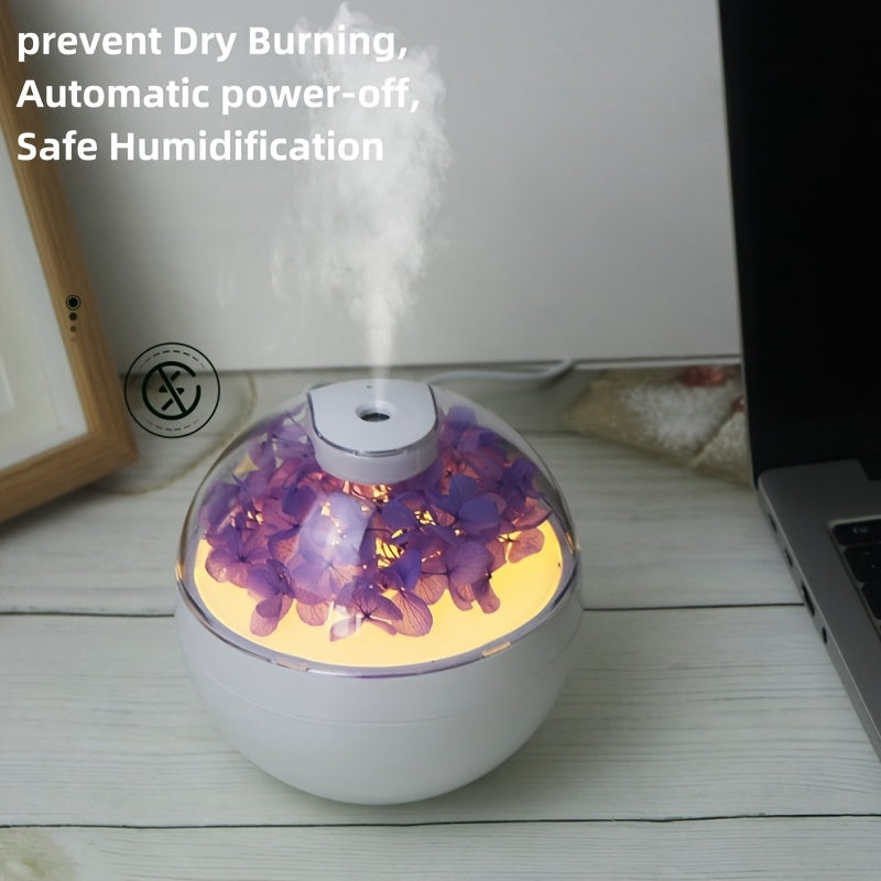 USB powered Everlasting Flower Humidifier purifies air quietly with aromatherapy for home, office, and school, for 220ml.