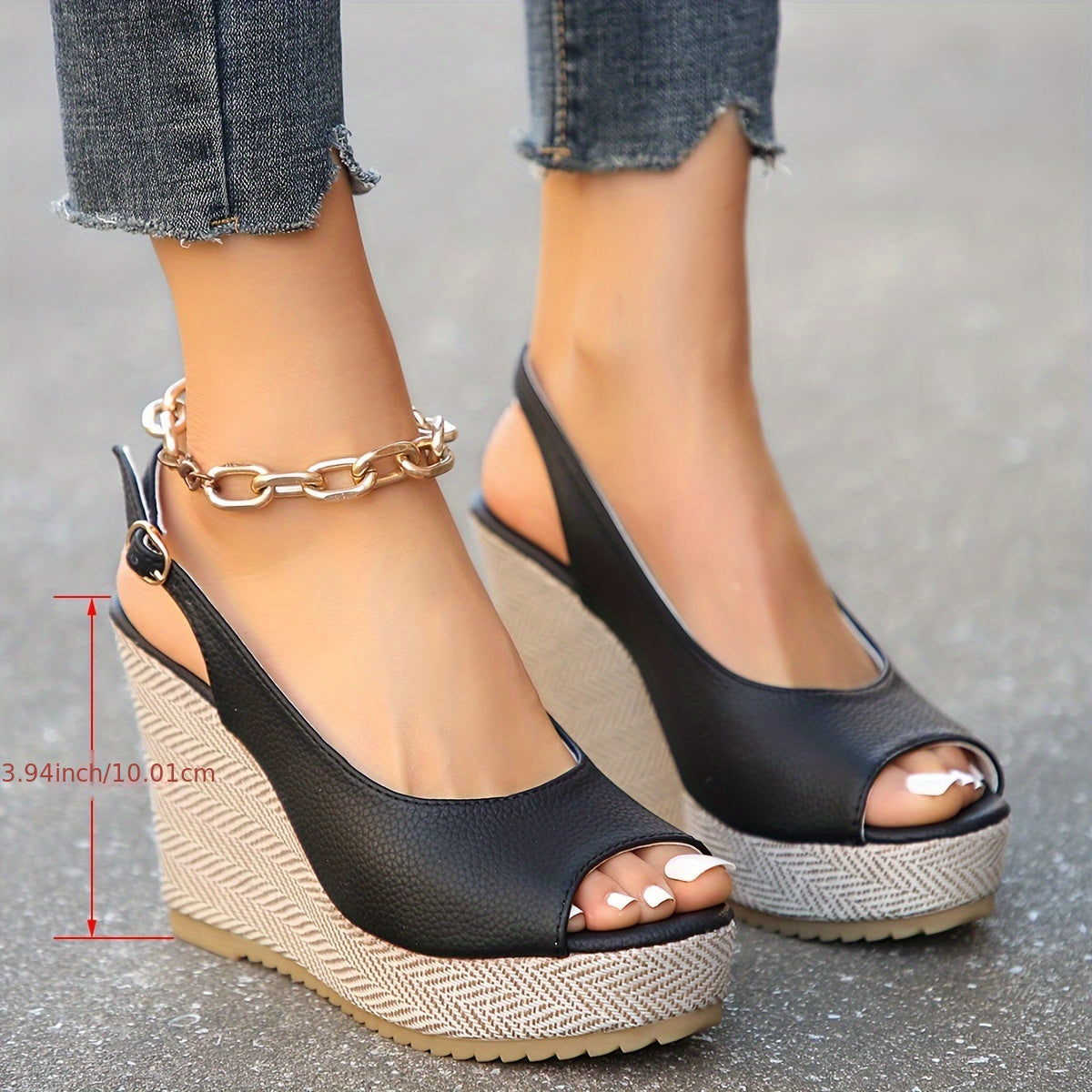 Summer waterproof platform sandals with cross buckle detail and thick bottom, featuring a fish mouth slope design for a stylish and comfortable look.