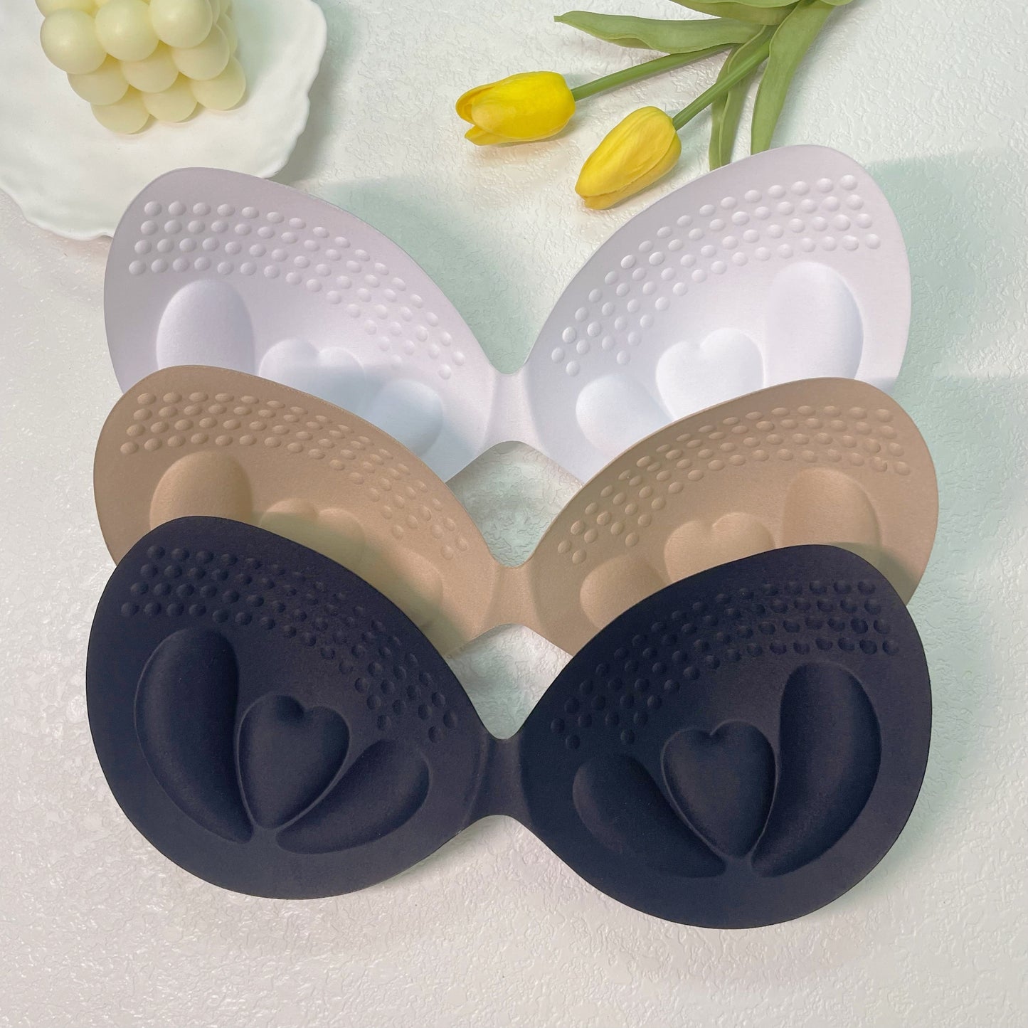 Reusable solid bra insert pads for enhancing chest, invisible and anti-convex. Ideal for women's lingerie and underwear.