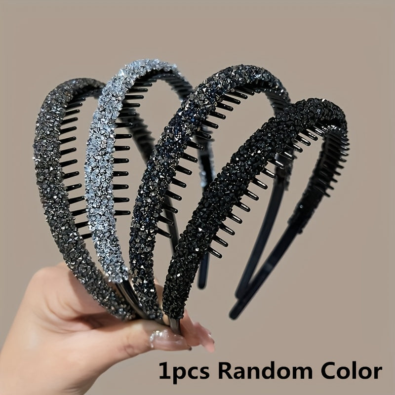 2 Full Diamond Hairbands with teeth and anti-slip for washing face and makeup.