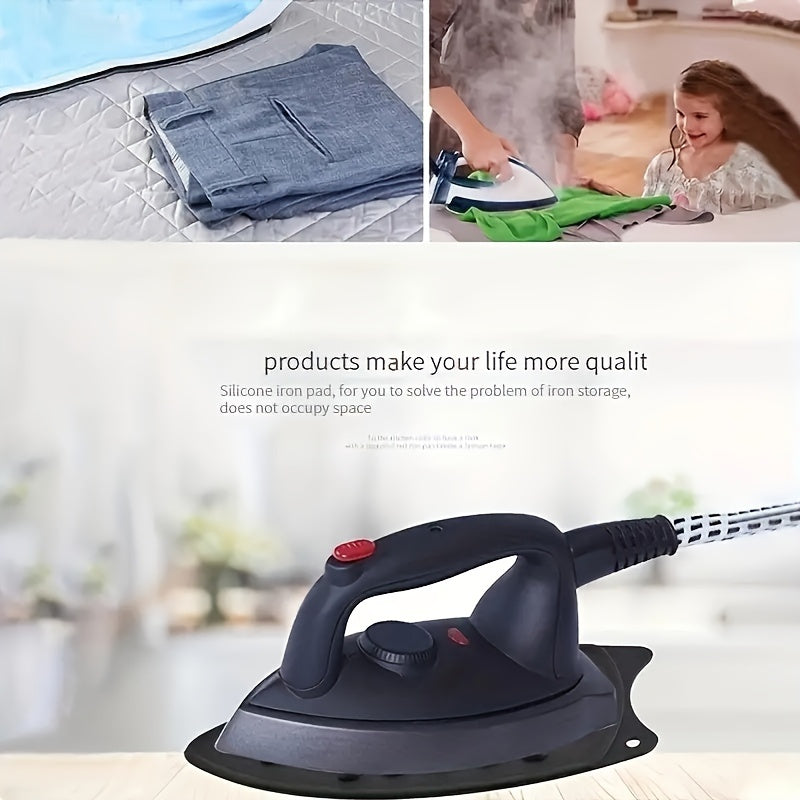 Get 2 premium silicone ironing mats, each measuring 26.67cm thick. These foldable, solid color pads are heat-resistant and feature a textured surface for safe and easy ironing. A must-have for home laundry essentials.