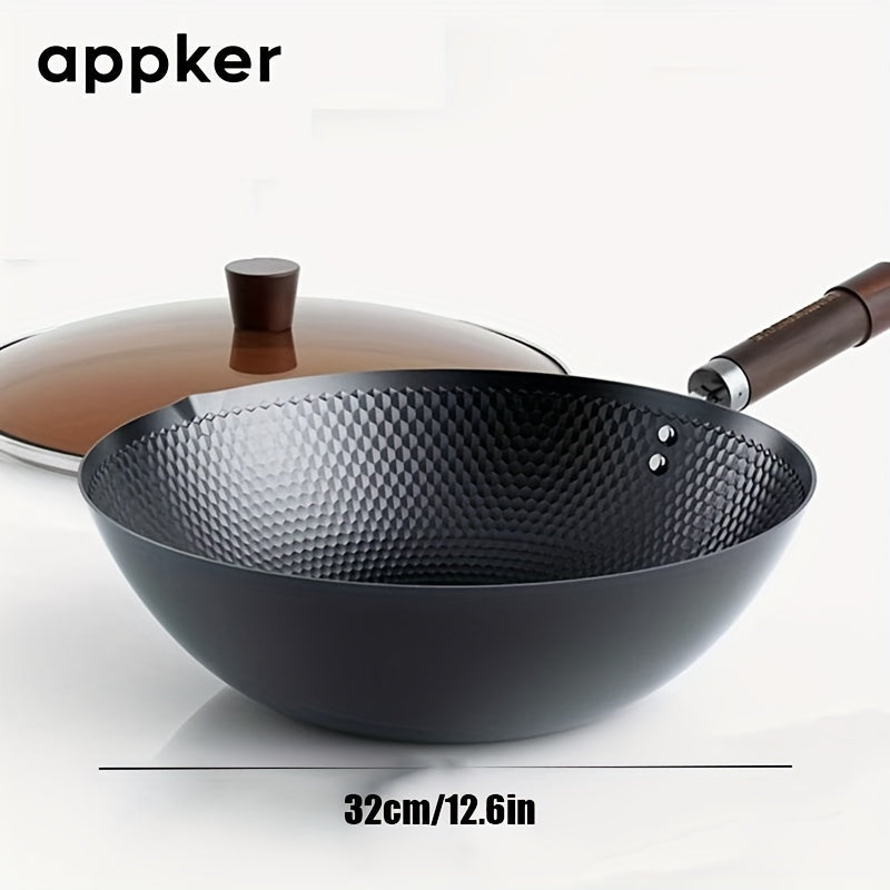 Durable Cast Iron Wok - Ideal for Induction, Electric, and Gas Stoves, Non-Stick Surface, Versatile Cookware for Home and Restaurant Settings