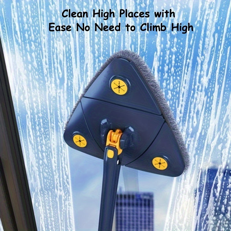 Set of 6 Triangle Wet and Dry Mops with 5 Microfiber Pads, Stainless Steel Handle that Rotates 360°, Suitable for Bathroom, Kitchen, and Living Room - Perfect for Cleaning Bathtubs, Tiles, Walls, and Glass.